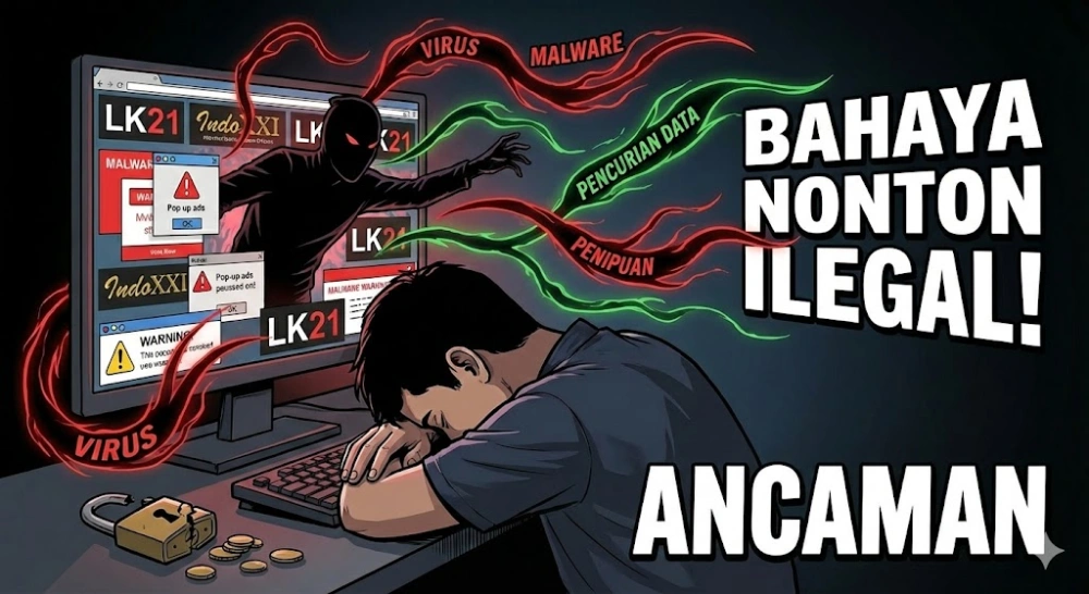 Ilustrasi nonton film di situs ilegal. [Gemini AI]