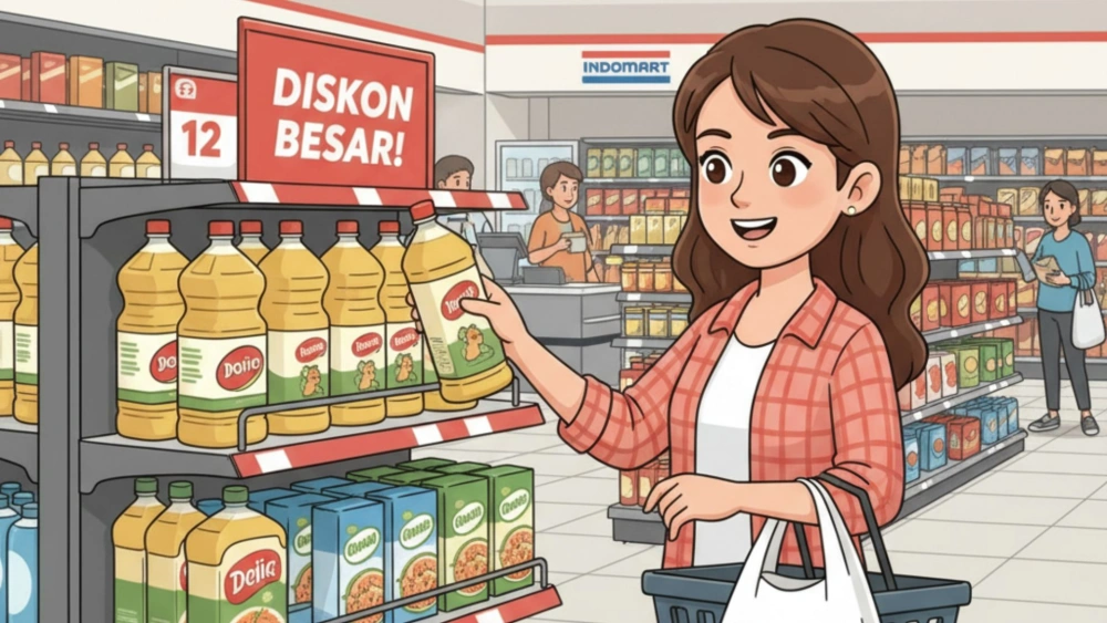 Ilustrasi Belanja Di Indomaret [Sumber: AI]