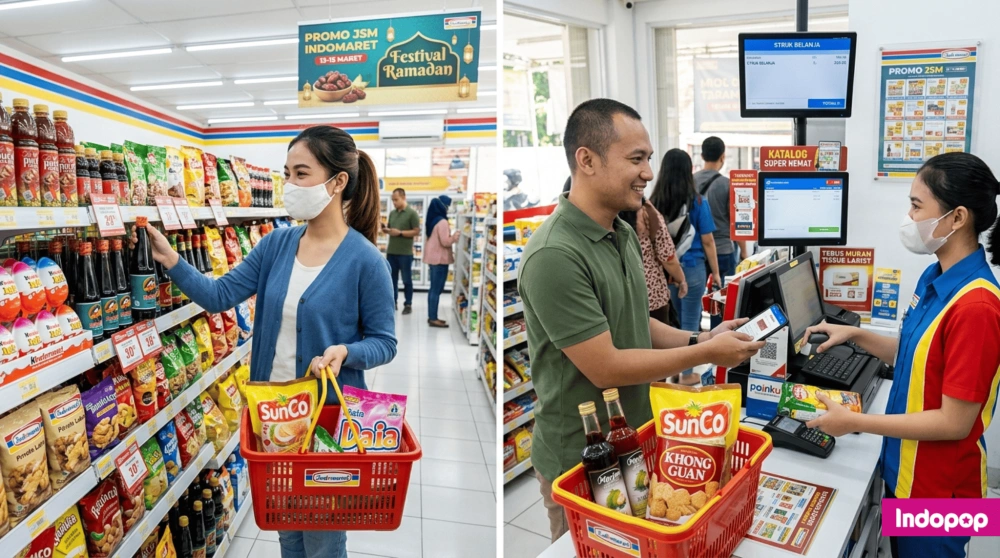 Ilustrasi belanja di Indomaret. [Indopop]