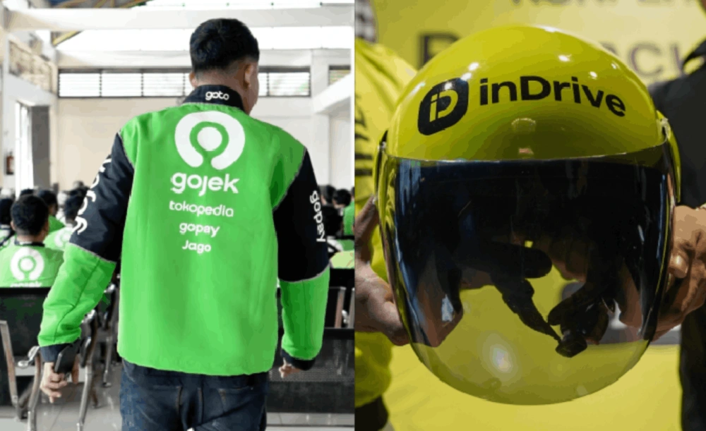 Ilustrasi Gojek dan Indrive. [Instagram]