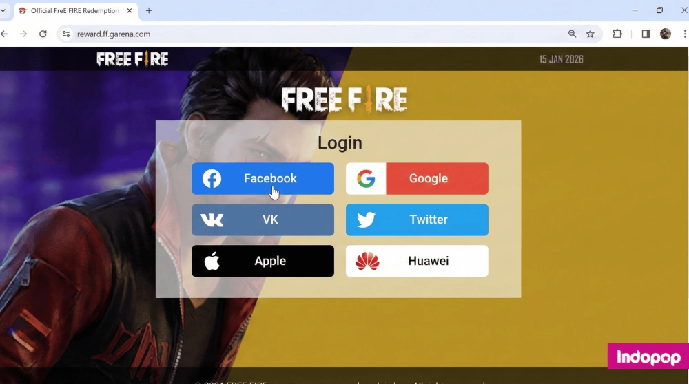 Ilustrasi Halaman Login Free Fire [Sumber: Indopop]