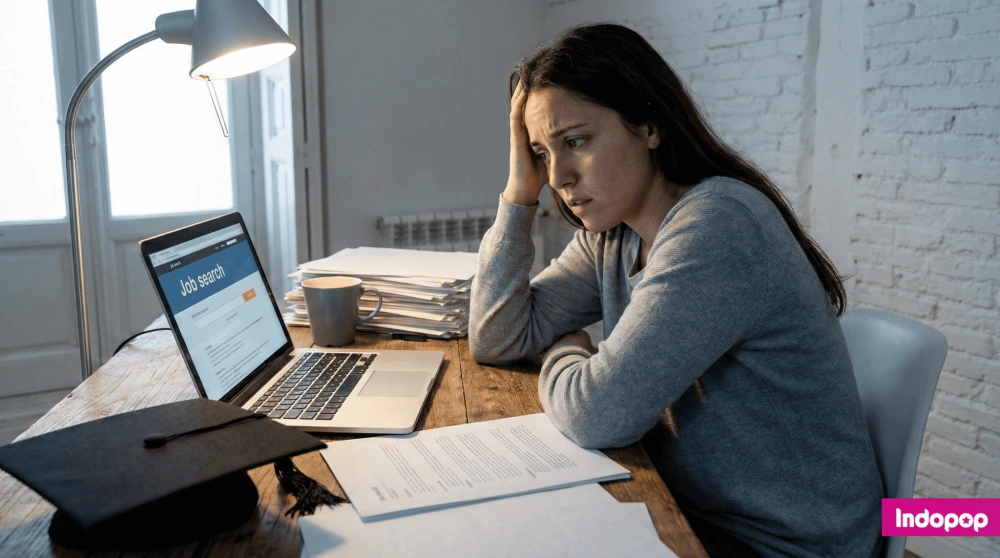 Ilustrasi Lulusan Yang Kesulitan Mencari Kerja [Sumber: Indopop]