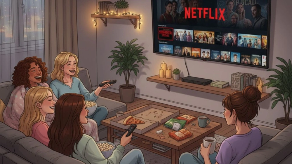 Ilustrasi nonton situs legal seperti Netflix. [Gemini AI]