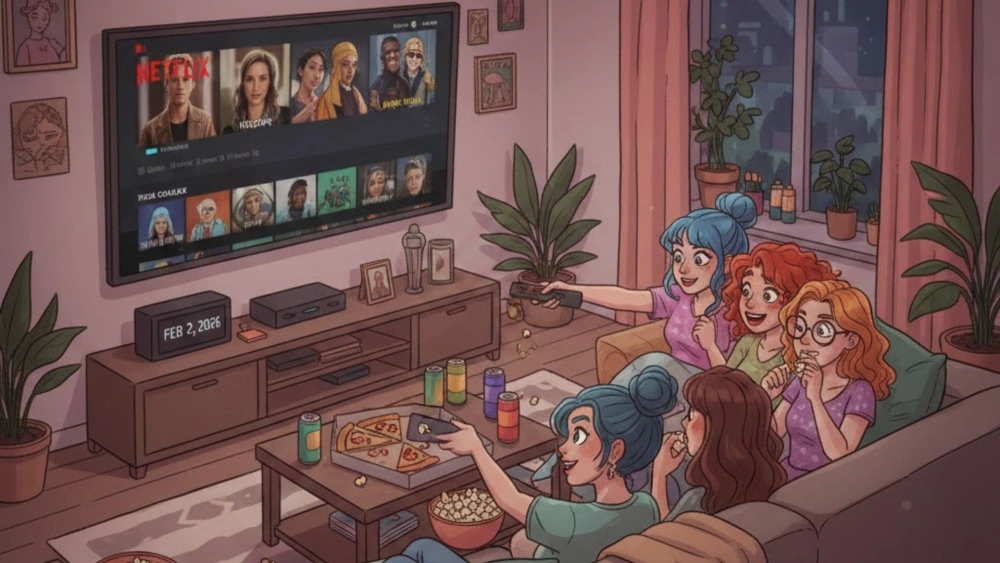 Ilustrasi nonton platform legal seperti Netflix. [Gemini AI]