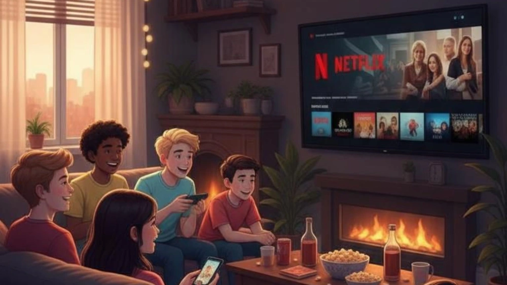 Ilustrasi nonton situs legal seperti Netflix. [Gemini AI]