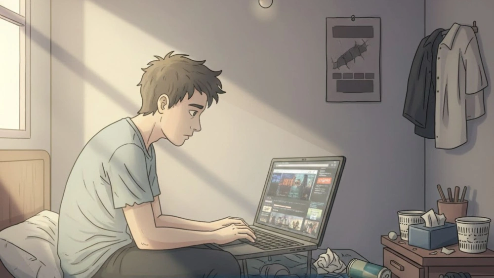 Ilustrasi nonton film di situs ilegal. [Gemini AI]