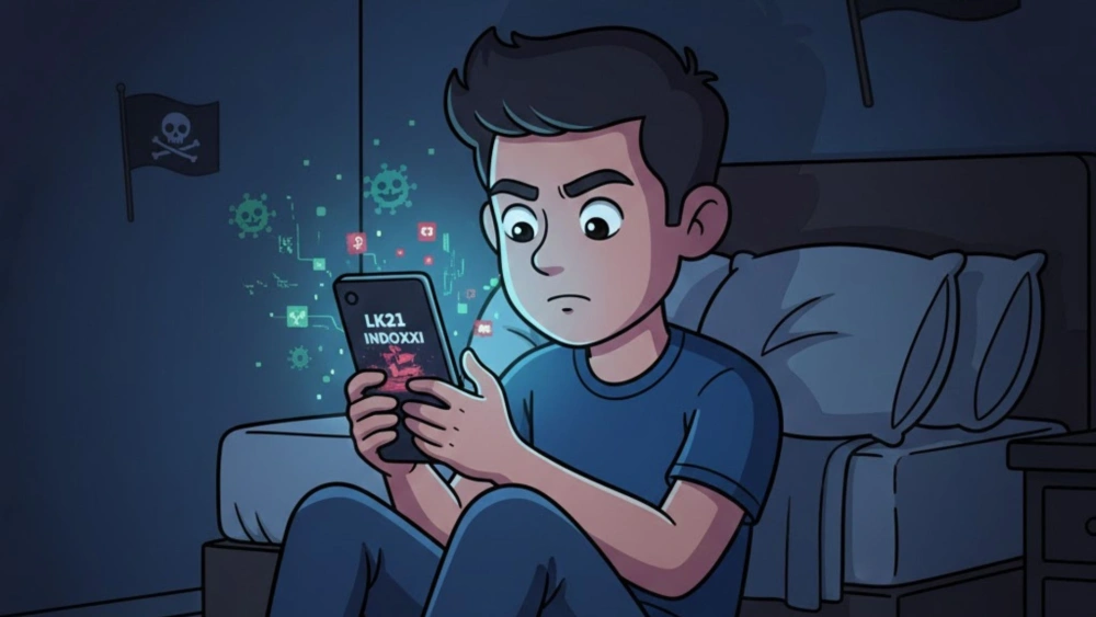 Ilustrasi Nonton Situs Ilegal Ind 1Ilustrasi mencari link ilegal berbahaya terkait Winda Can. [Gemini AI]