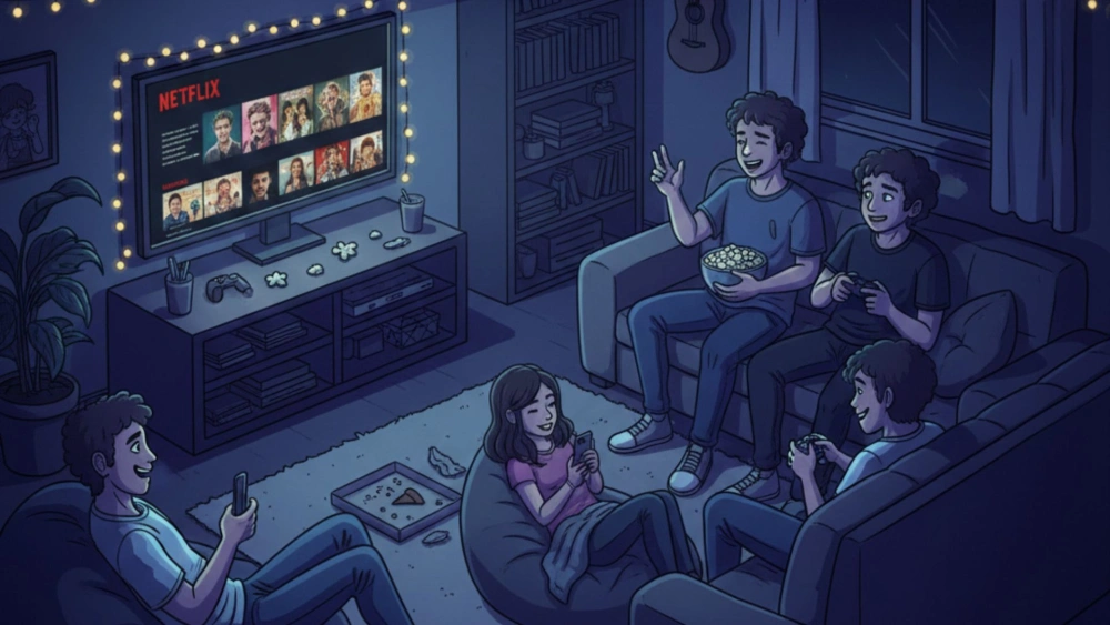 Ilustrasi nonton situs legal seperti Netflix. [Gemini AI]