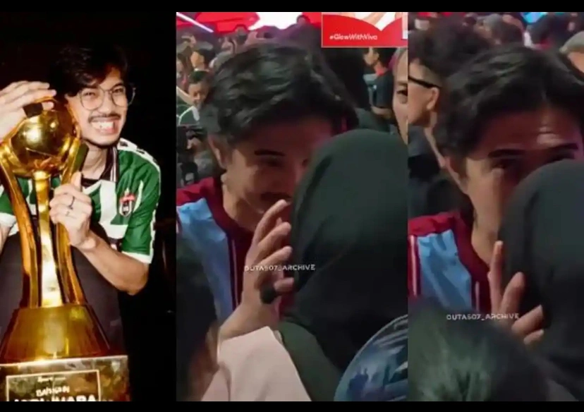 Duta Sheila On 7 cium kening istri usai menang voli (TikTok @duta507_archive)