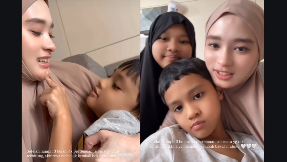 Inara saat bertemu dengan anak-anaknya setelah berbulan-bulan pisah. [Instagram]
