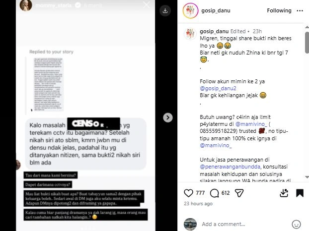 Inara Rusli Bantah Berzina Dengan Insanul Fahmi [sumber: Instagram Gosip Danu]