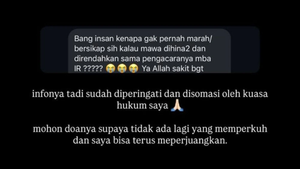 Pernyataan Insanul Fahmi soal sudah somasi pengacara Inara Rusli. [Instagram]