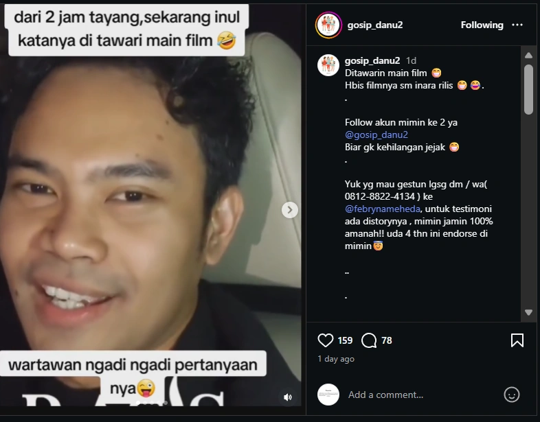 Insanul Fahmi Mengaku Dapat Tawaran Main Film [Sumber: Instagram]