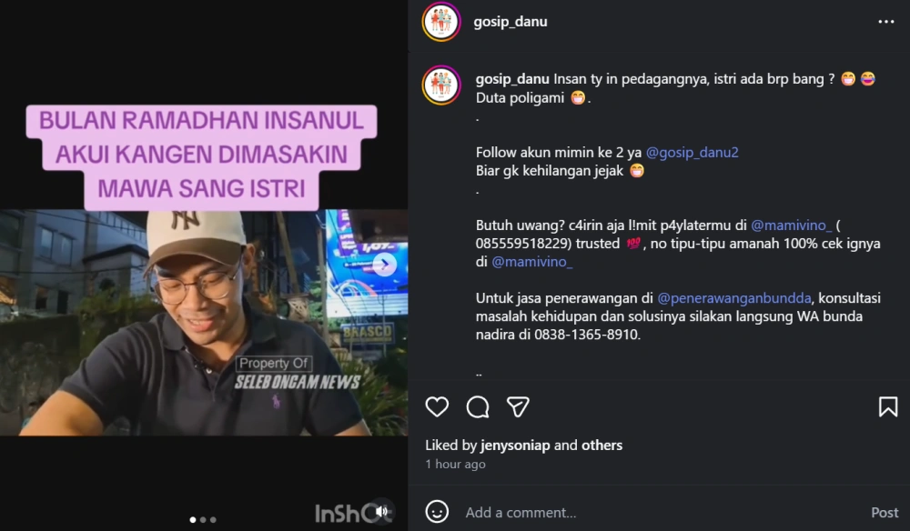 Insanul Fahmi Ngaku Kangen Masakan Istri [Sumber: Instagram]