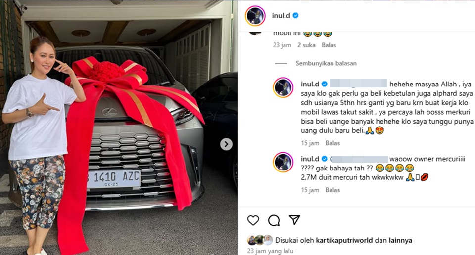 Inul Daratista Pamer Mobil Baru Miliaran Rupiah [Instagram]