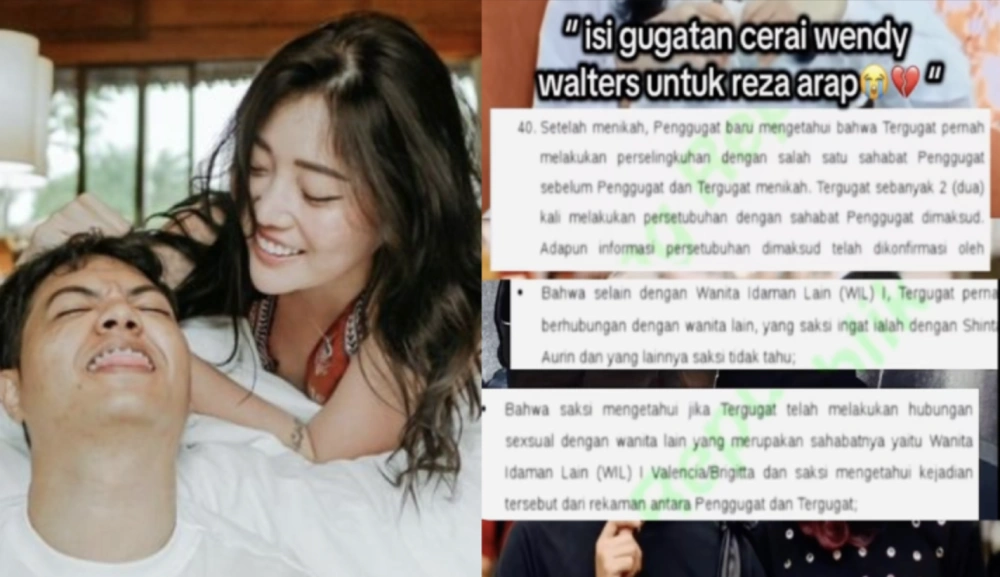 Isi gugatan cerai Wendy Walters terhadap Reza Arap. [Instagram]