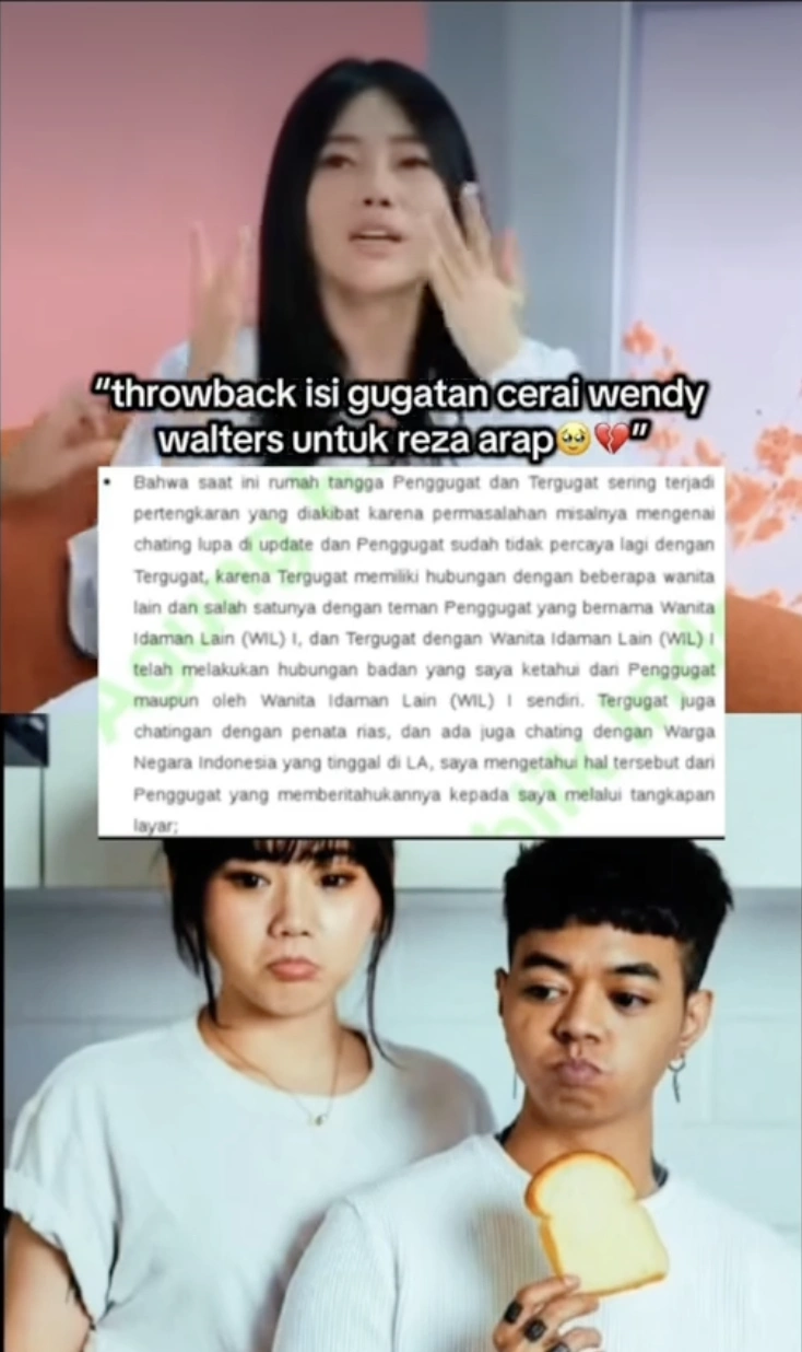 Isi gugatan cerai Wendy Walters terhadap Reza Arap. [Instagram]