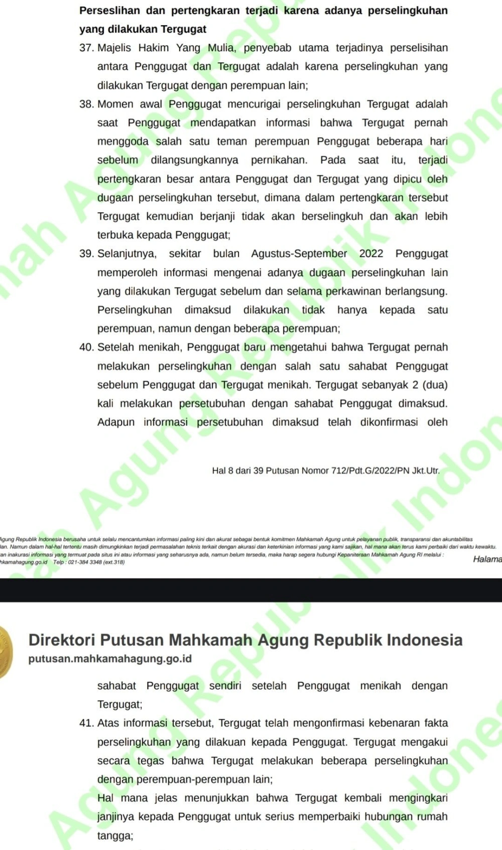 Isi Putusan Cerai Reza Arap Diduga Bocor Di Sosial Media [sumber: Threads Akucacafarasya]