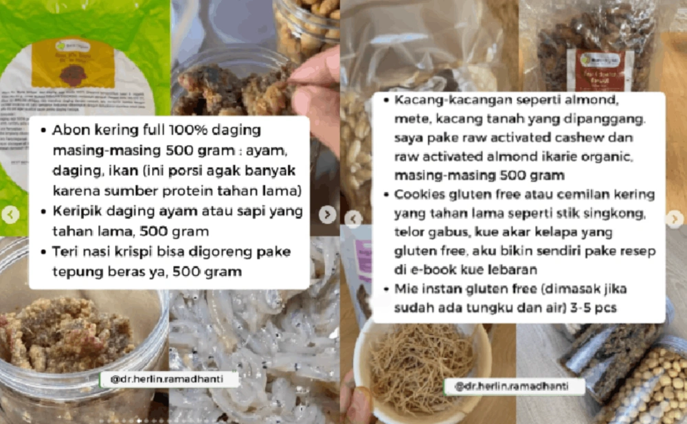 Isi tas darurat untuk menghadapi pemadaman listrik 7 hari. [Instagram/dr Herlin Ramadhanti]