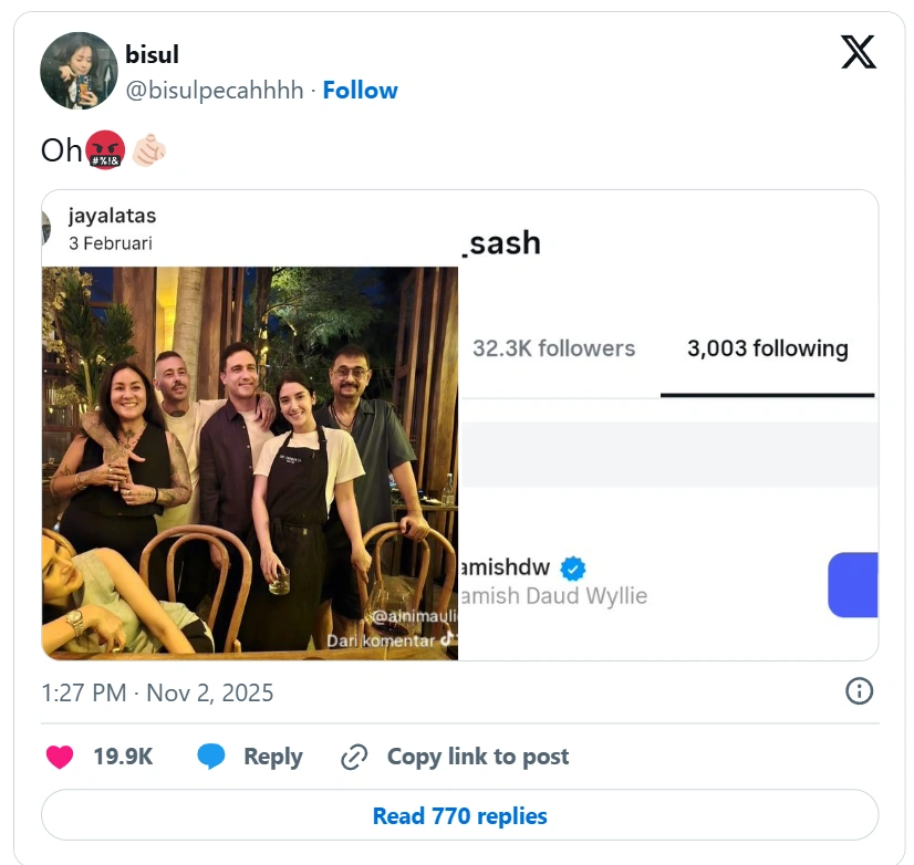 Netizen menemukan beberapa 'bukti' adanya jalinan khusus antara Sabrina dan Hamish. [X]