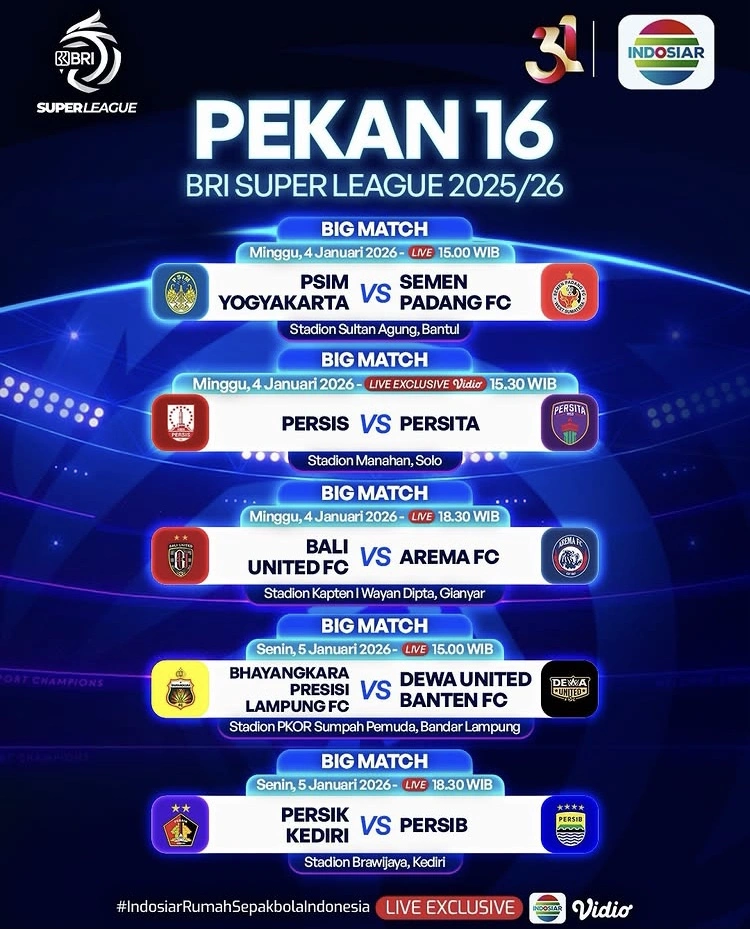 Jadwal BRI Super League 2025-2026 [Instagram{