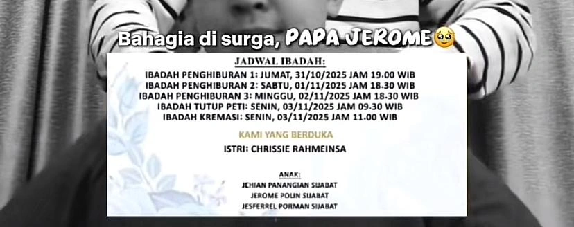 Jadwal Ibadah Kremasi Ayah Jerome Tiktok