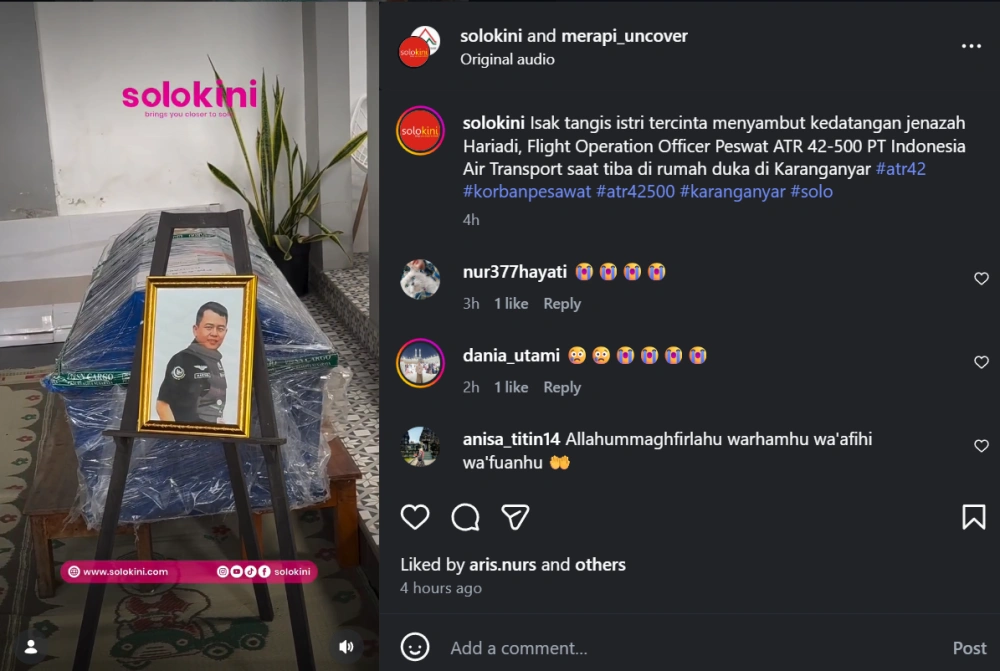 Jenazah Hariadi Tiba Di Rumah Duka [Sumber: Instagram]