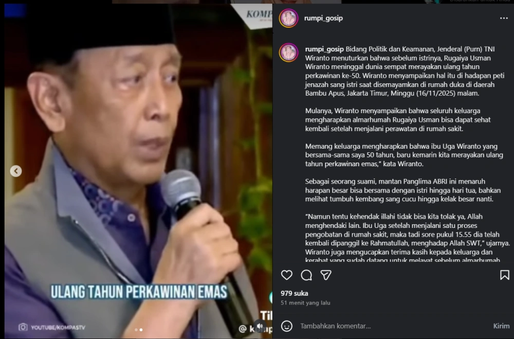 Jendral Tni Purn Wiranto Berduka Cc Instagram