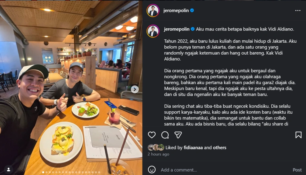 Jerome Polin Kenang Sosok Vidi Aldiano [Sumber: Instagram]