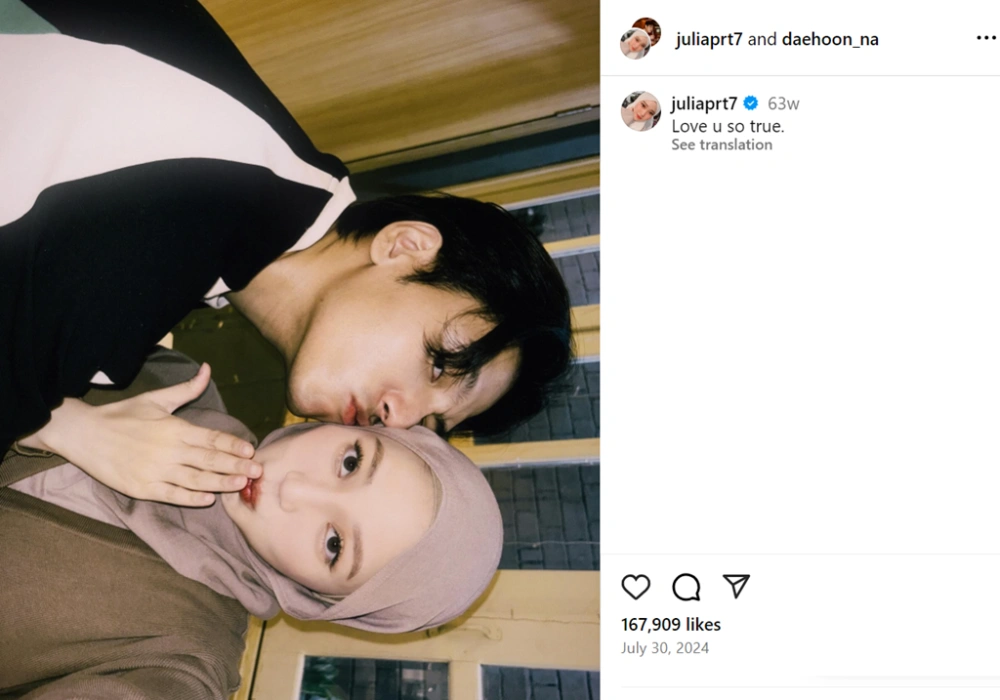 Julia Prastini ke Na Daehoon. (Instagram)