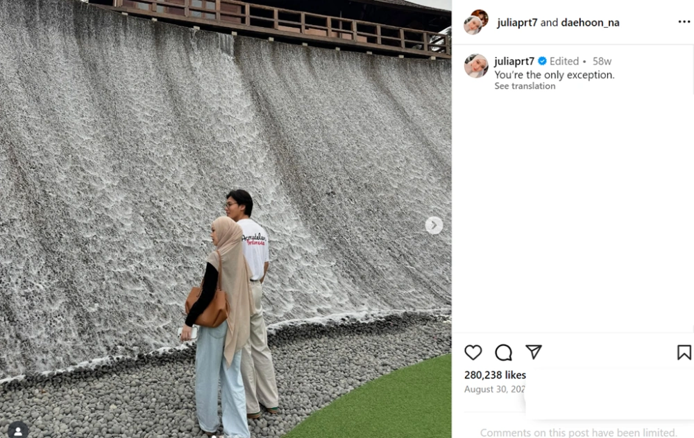 Julia Prastini dan Na Daehoon. (Instagram)