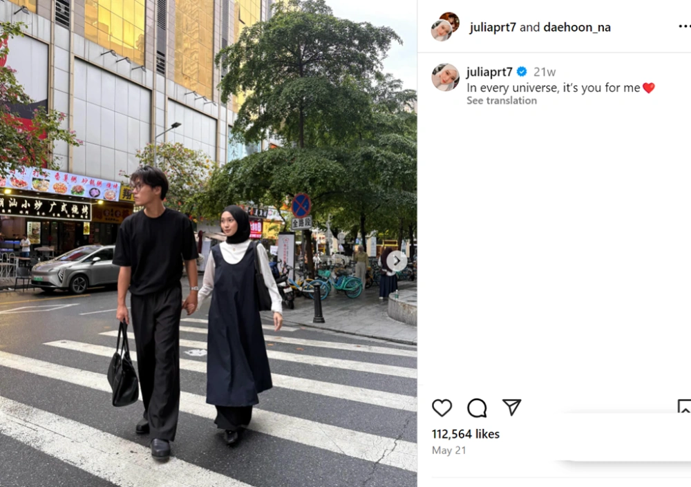Julia Prastini ke Na Daehoon. (Instagram)