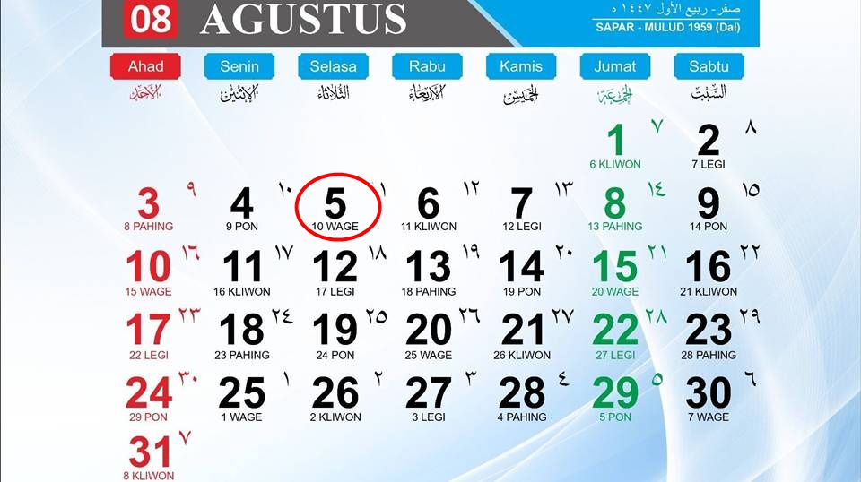 Kalender Jawa Weton Selasa Wage 5 Agustus 2025: Jangan Cari Teman Dulu!