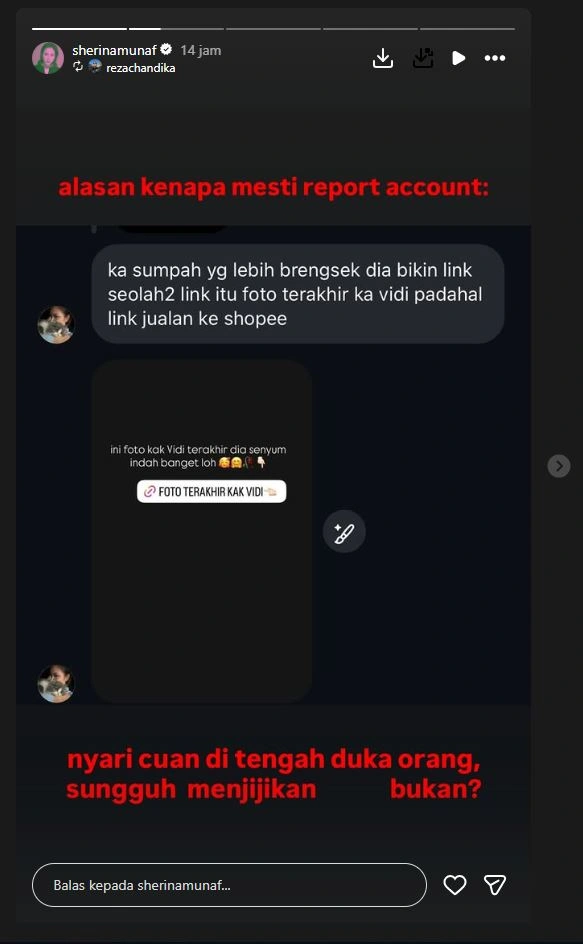 Kekecewaan Sherina Munaf Pada Fanbase Sheila Dara [sumber: Instagram Sherinamunaf]