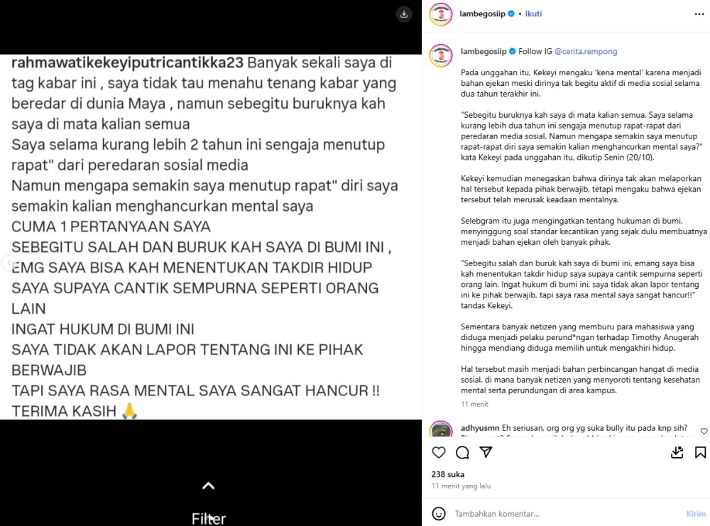 Kekeyi Buka Suara Instagram Lambegosiip