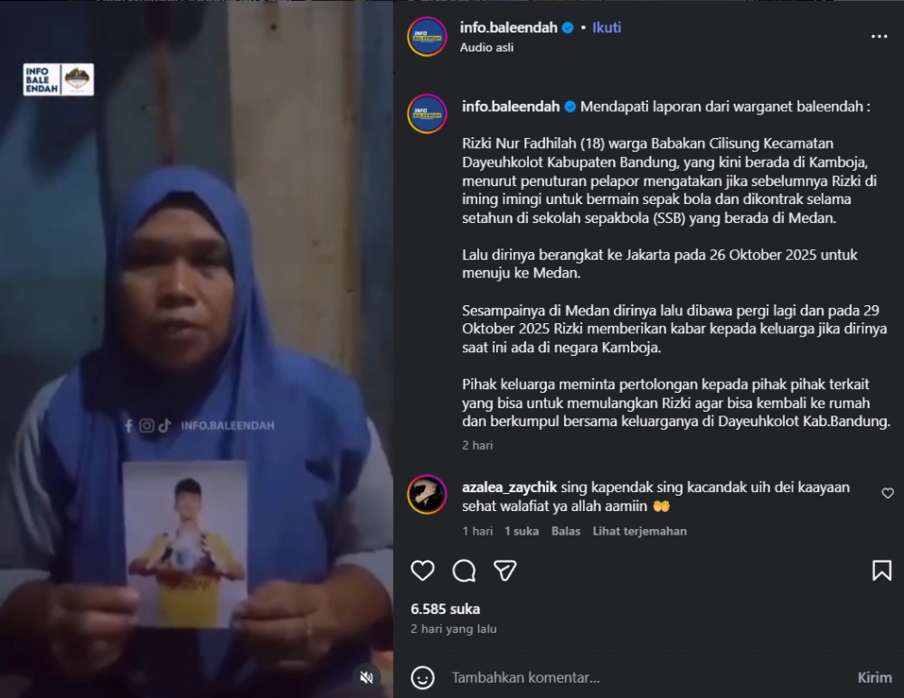 Keluarga Rizky Nur Fadhilah Minta Anaknya Yang Jadi Korban Tppo Di Kamboja Dipulangkan Cc Instagram