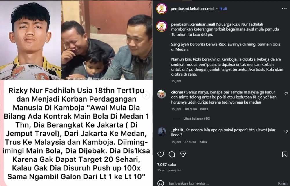 Keluarga Rizky Nur Fadhilah Minta Anaknya Yang Jadi Korban Tppo Di Kamboja Dipulangkan Cc Instagram