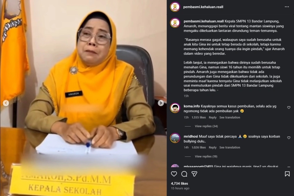 Kepala Sekolah Smpn 13 Bandar Lampung Bantah Keluarkan Siswa Dari Sekolah Karena Dibully Instagram Pembasmi Kehaluan Reall