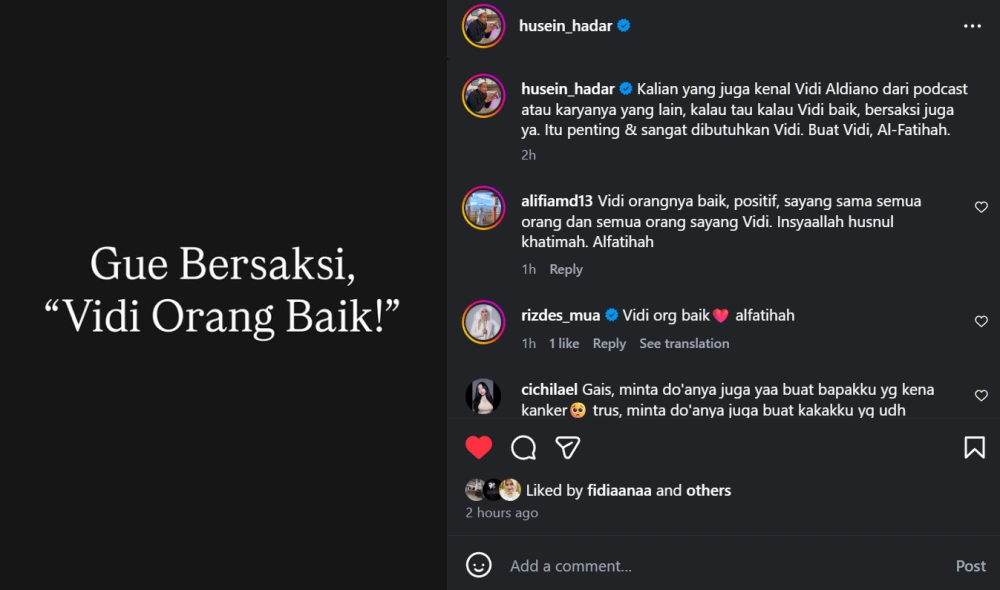 Kesaksian Habib Jafar Atas Sosok Vidi Aldiano [Sumber: Instagram]