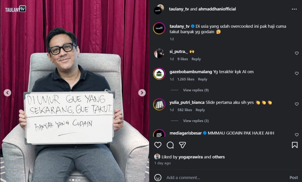 Ketakutan Andre Taulany [Sumber: Instagram]