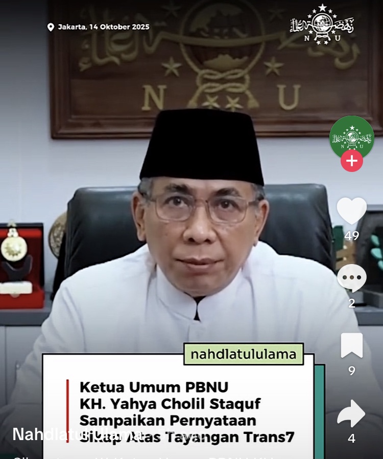 Ketum Pbnu Nyatakan Protes Keras Atas Tayangan Trans7 Yang Merendahkan Pesantren (TikTok)