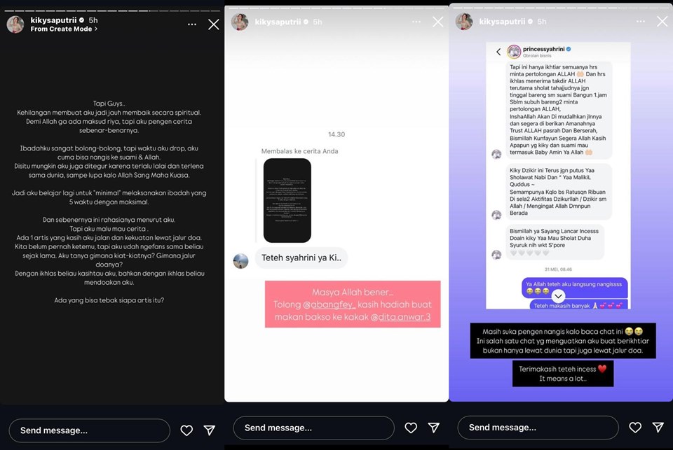 Kiky Saputri Nangis Baca DM Dari Syahrini, Memang Apa Isinya?