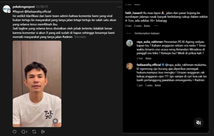 Klarifikasi Admin Media Sosial Fadia Arafiq [Sumber: Threads]