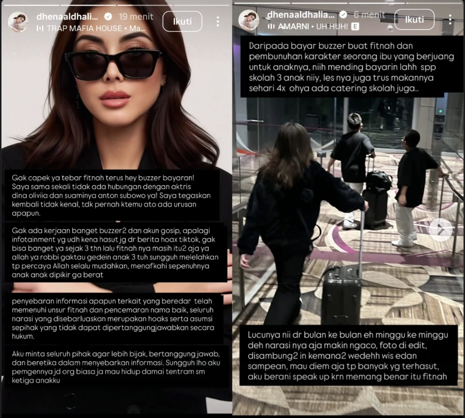 Klarifikasi Dhena Devanka dituduh selingkuhan Anton Subowo. [Instagram]