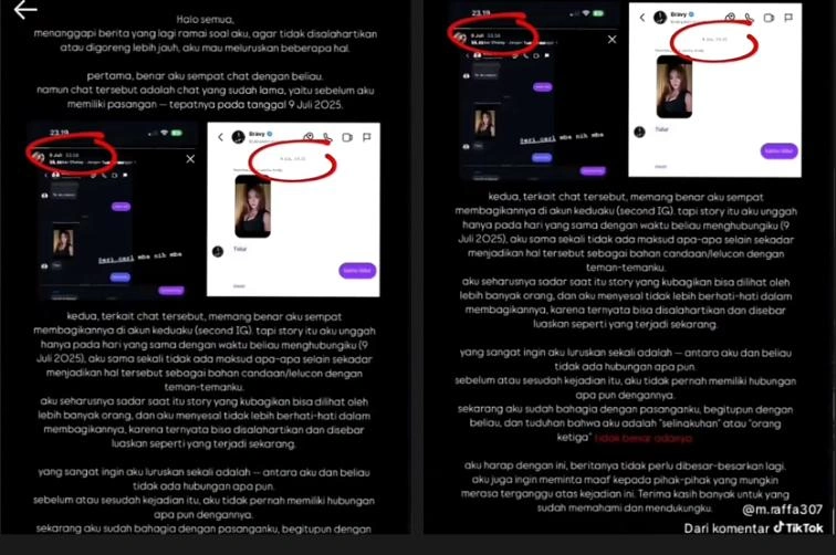 Klarifikasi Lintang Soal Jadi Selingkuhan Bravy Tiktok