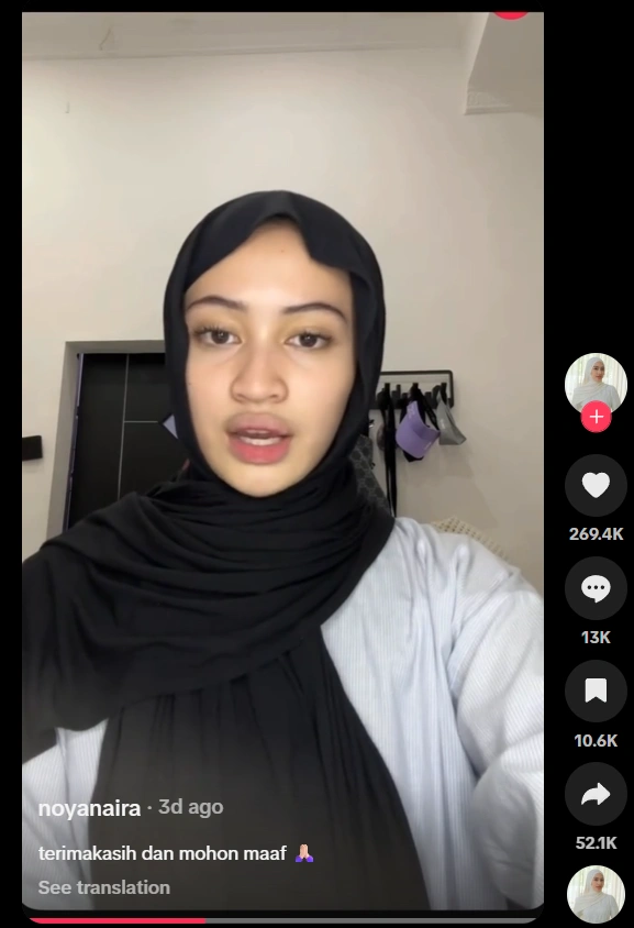 Klarifikasi Noya Naira [Sumber: Tiktok]