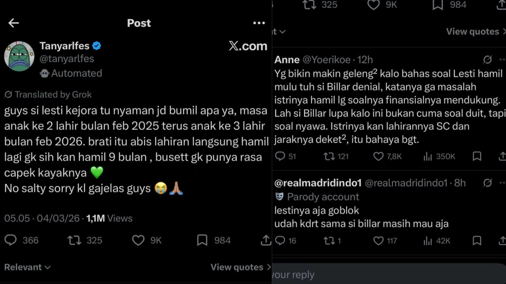 Sejumlah komentar netizen yang bikin Rizky Billar geram. [Instagram]