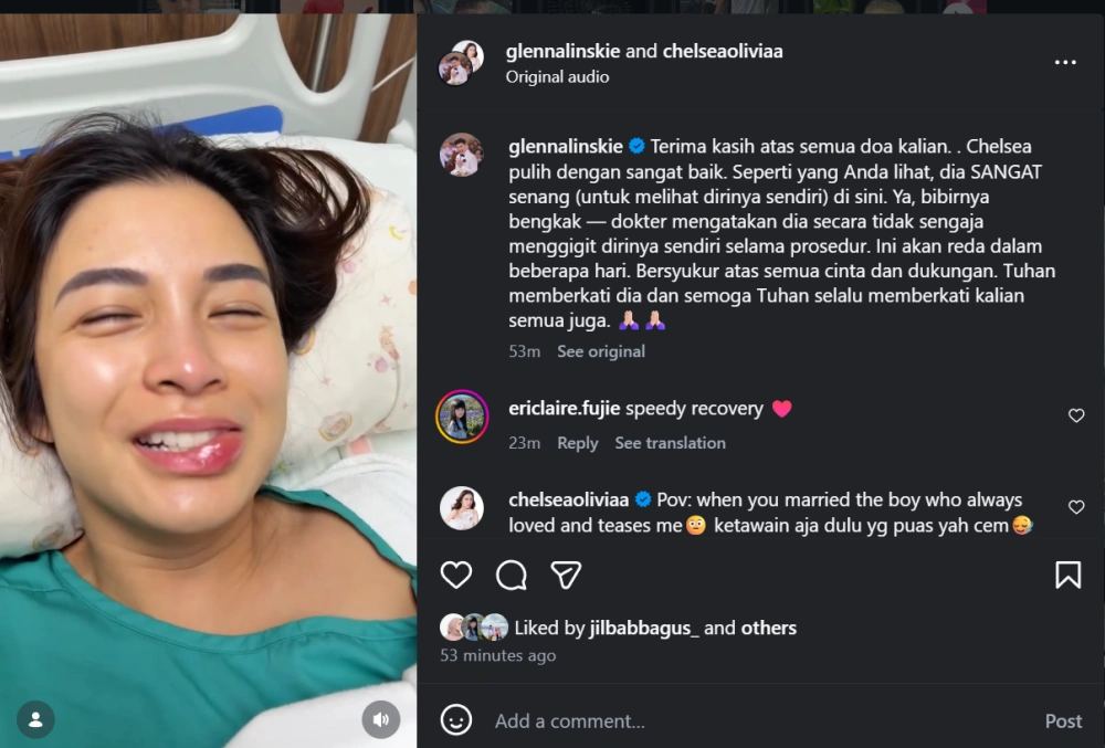 Kondisi Chelsea Olivia Pascaoperasi [Sumber: Instagram]
