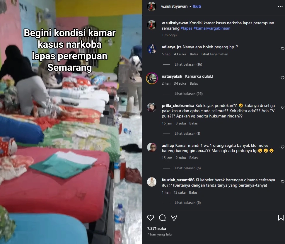 Kondisi Di Dalam Lapas Perempuan Semarang Tampak Air Galon Kemasan Berjejer Instagram W Sulistiawan