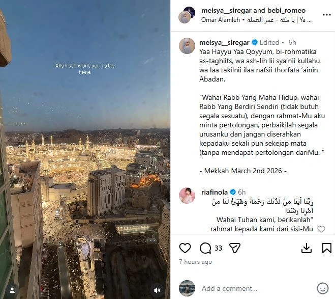 Kondisi Meisya Siregar Dan Bebi Romeo Tertahan Imbas Perang Iran Israel [sumber: Instagram Meisya Siregar]